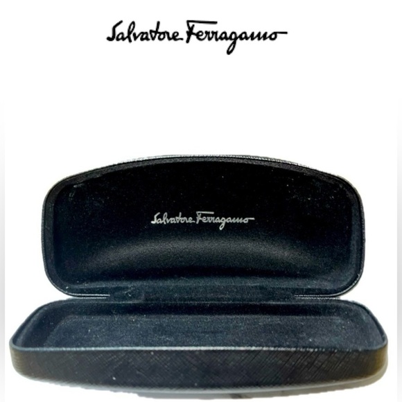 Salvatore Ferragamo Eyeglass or Sunglasses Hard CASE ONLY clamshell design, Blk - Picture 11 of 11